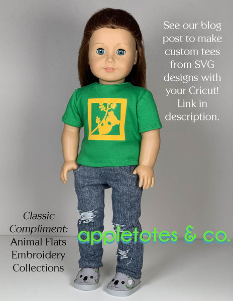 Basic Tee 18 Inch Doll Sewing Pattern - SVG Files Included