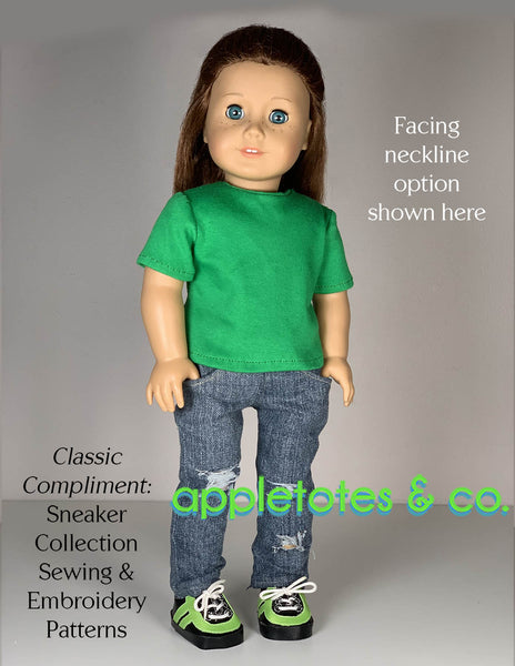 Basic Tee 18 Inch Doll Sewing Pattern - SVG Files Included