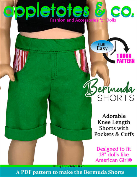 Bermuda Shorts 18 Inch Doll Sewing Pattern