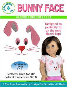 Bunny Face Machine Embroidery File for 18 Inch Dolls