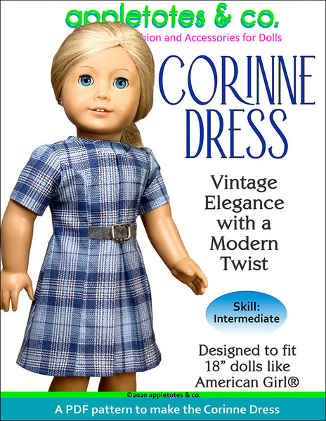 Corinne Dress Sewing Pattern for 18 Inch Dolls