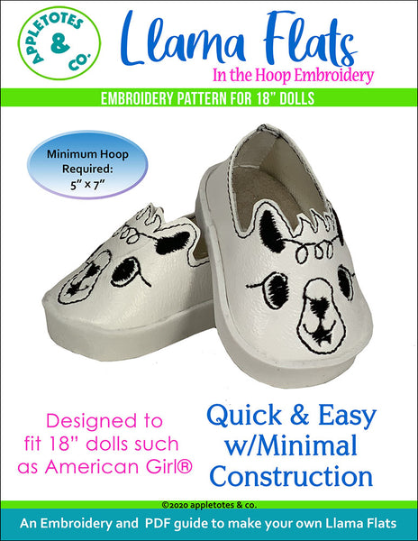 Llama Flats ITH Embroidery Patterns for 18 Inch Dolls