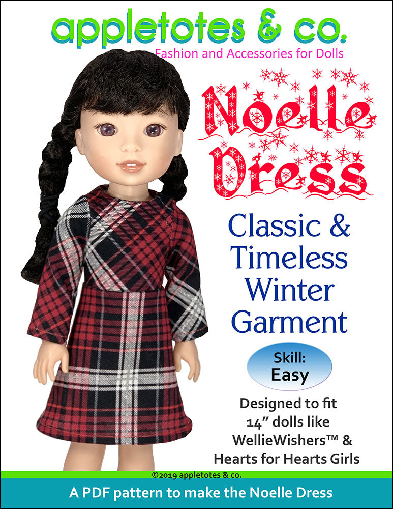 Noelle Dress Sewing Pattern for 14" Dolls Appletotes & Co. Noelle Dress Sewing Pattern for 14" Dolls Appletotes & Co.