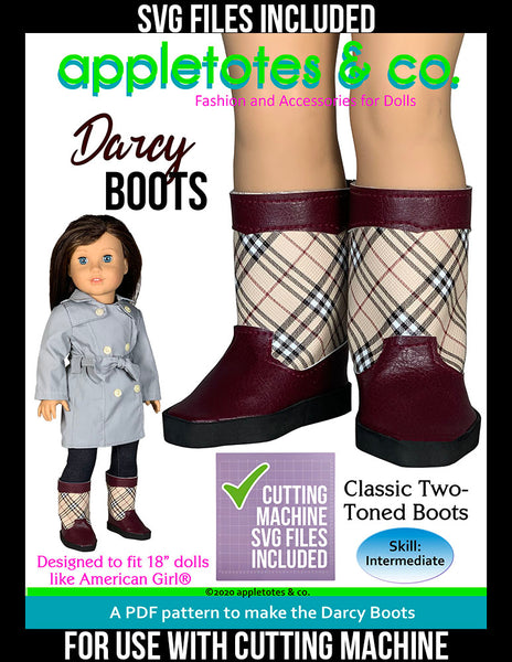 Darcy Boots 18 Inch Doll Sewing Pattern - SVG Files Included