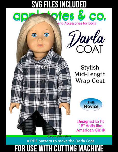 Darla Coat 18 Inch Doll Sewing Pattern - SVG Files Included