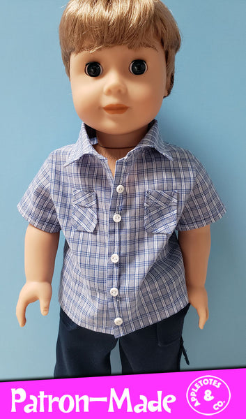 Devon Button-Down Shirt Sewing Pattern for 18 Inch Dolls