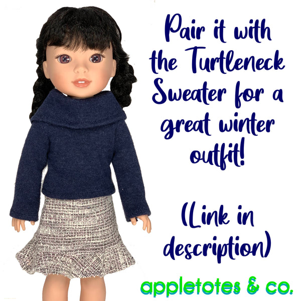 Peplum Skirt Sewing Pattern for 14 Inch Dolls