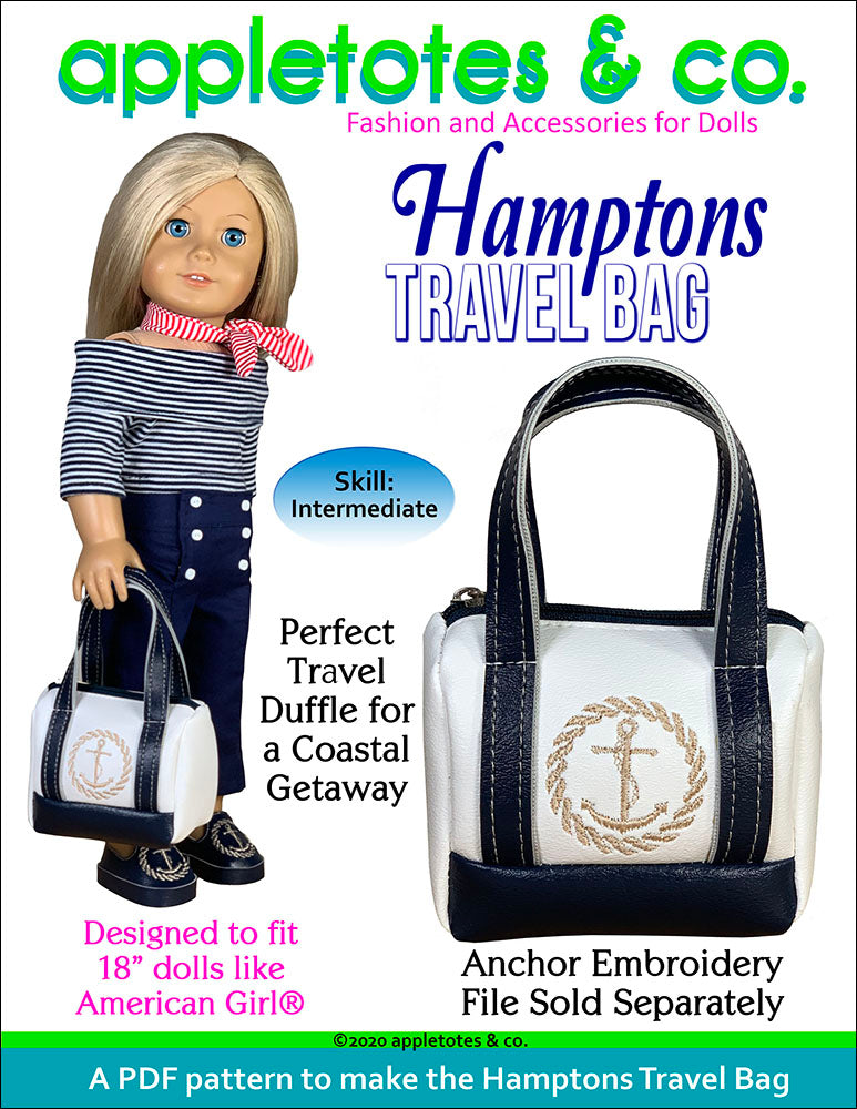 Hamptons Travel Bag Sewing Pattern for 18 Inch Dolls Hamptons Travel Bag Sewing Pattern for 18 Inch Dolls