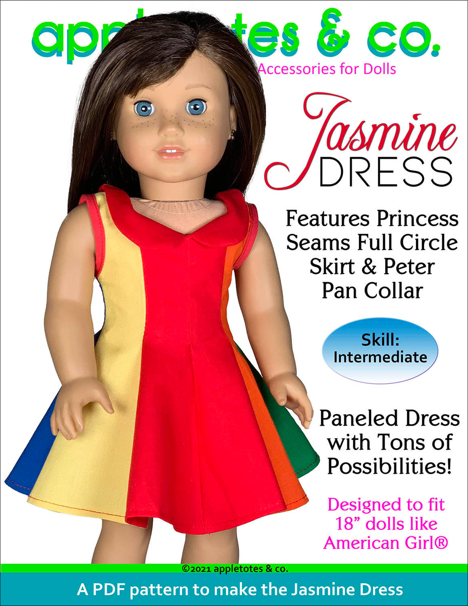 Jasmine Dress 18 Inch Doll Sewing Pattern Appletotes & Co.