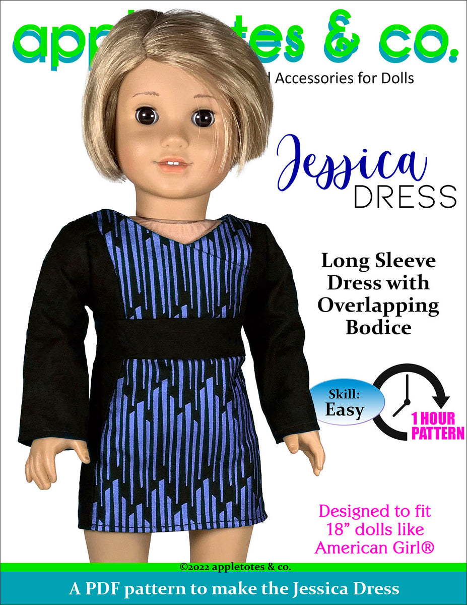 Jessica Dress 18 Inch Doll Sewing Pattern Appletotes & Co.