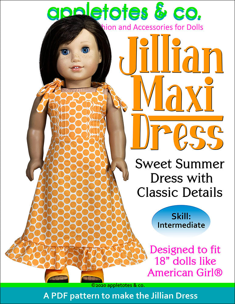 Jillian Maxi Dress Sewing Pattern for 18 Inch Dolls – Appletotes
