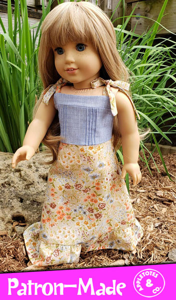 Jillian Maxi Dress Sewing Pattern for 18 Inch Dolls