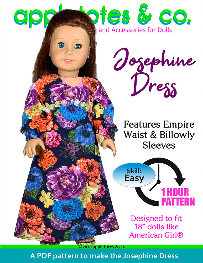 Josephine Dress 18 Inch Doll Sewing Pattern Appletotes And Co