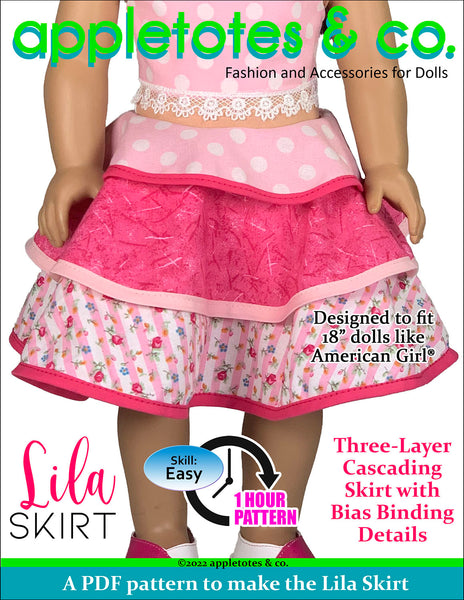 Lila Skirt 18 Inch Doll Sewing Pattern