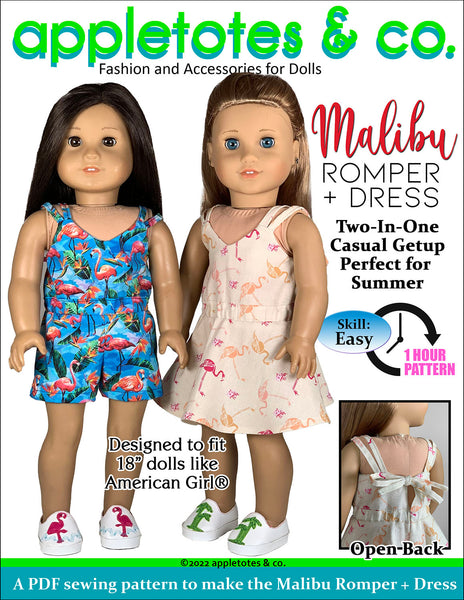 Malibu Romper + Dress 18 Inch Doll Sewing Pattern