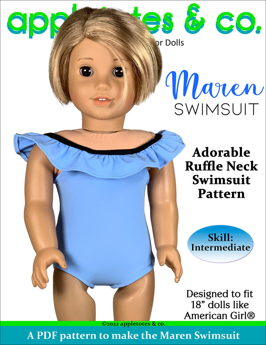 Maren Swimsuit 18 Inch Doll Sewing Pattern – Appletotes & Co.