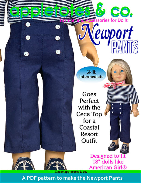 Newport Pants Sewing Pattern for 18 Inch Dolls