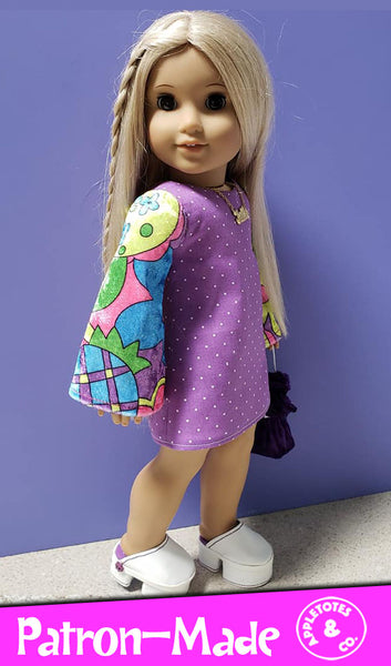 Stevie 70s Dress Sewing Pattern for 18 Inch Dolls