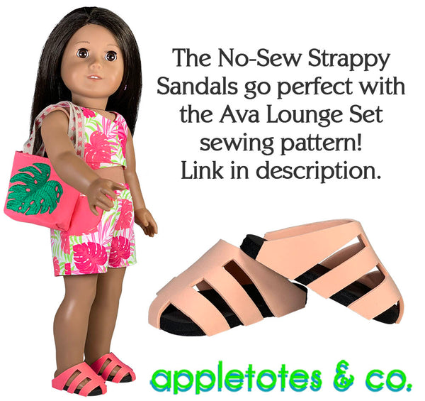 No-Sew Strappy Sandals Sewing Pattern for 18 Inch Dolls