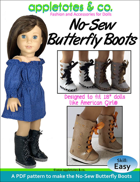 Try the No-Sew Butterfly Boots 18 Inch Doll Pattern