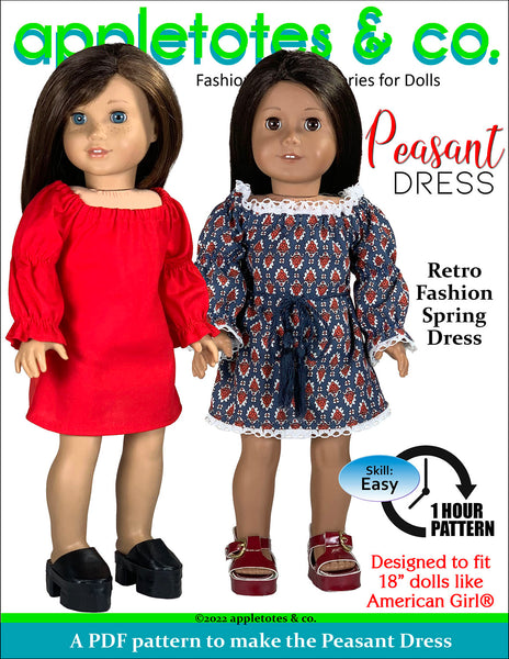 Peasant Dress 18 Inch Doll Sewing Pattern