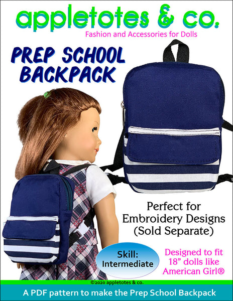 Prep School Backpack Sewing Pattern for 18 Inch Dolls