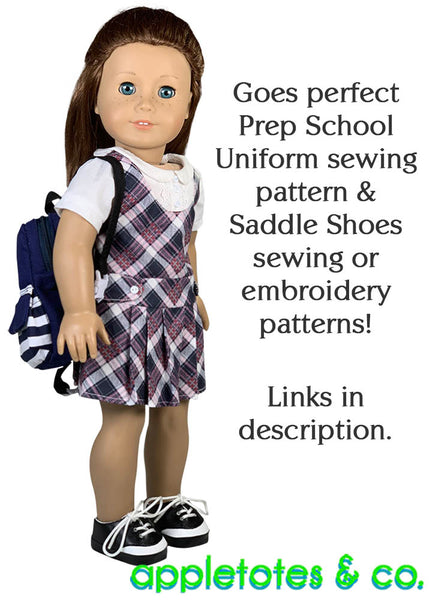 Prep School Backpack Sewing Pattern for 18 Inch Dolls