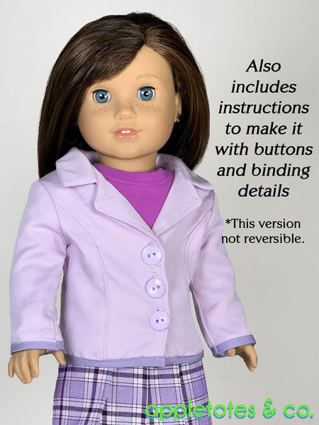 Reversible Cher Jacket 18 Inch Doll Sewing Pattern