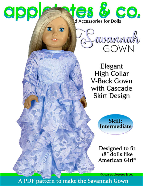 Savannah Gown 18 Inch Doll Sewing Pattern