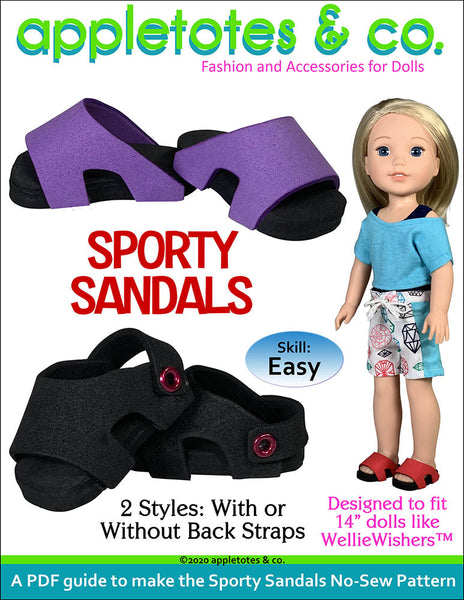 Sporty Sandals No Sew Pattern for 14 Inch Dolls