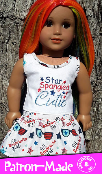 Star Spangled Cutie Machine Embroidery File for 18" Dolls