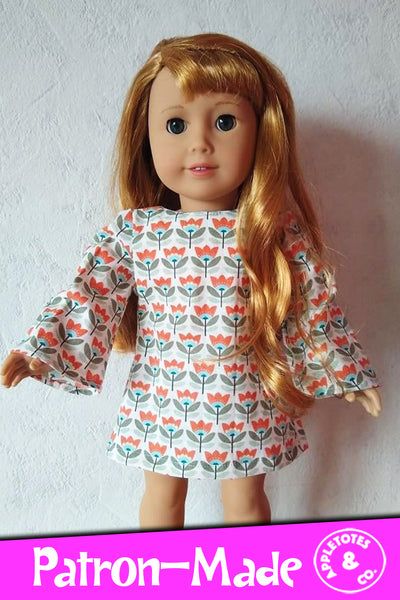 Stevie 70s Dress Sewing Pattern for 18 Inch Dolls