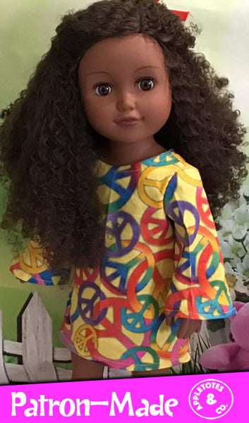 Stevie 70s Dress Sewing Pattern for 18 Inch Dolls
