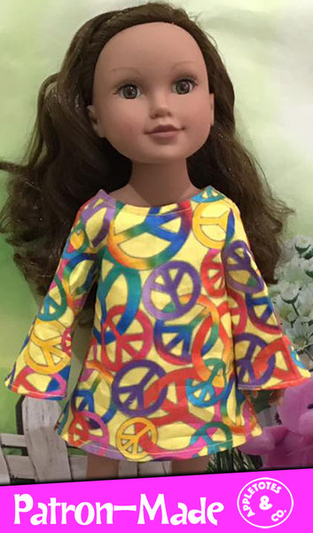 Stevie 70s Dress Sewing Pattern for 18 Inch Dolls