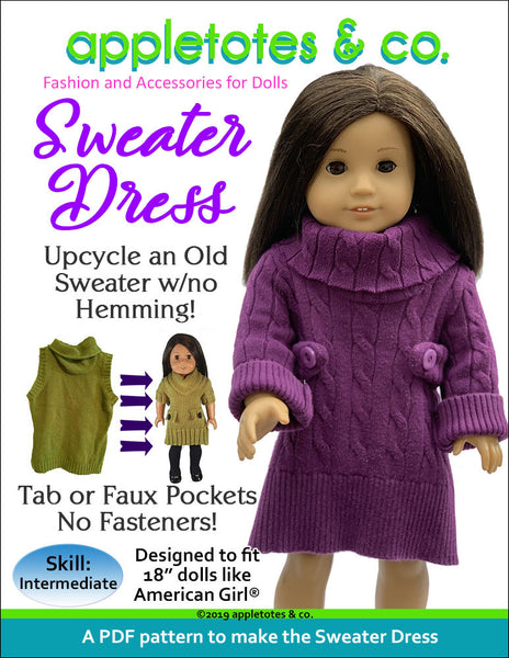Sweater Dress Sewing Pattern for 18 Inch Dolls