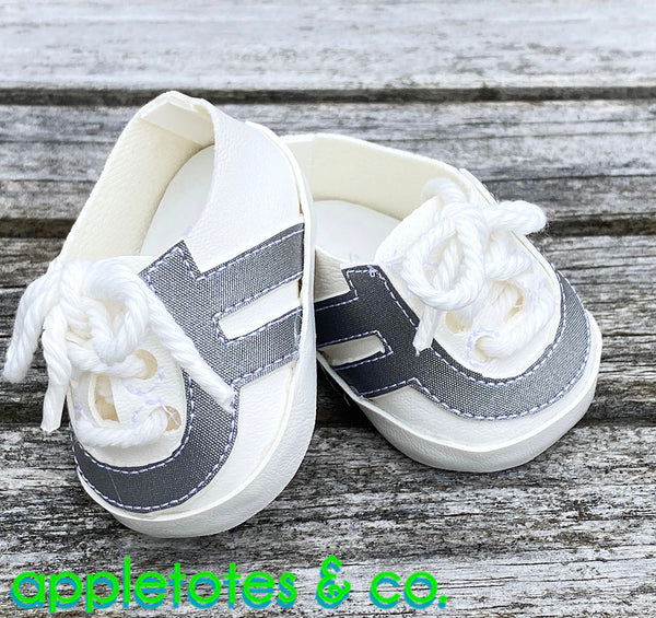 Sydney Leather Sneakers ITH Embroidery Pattern for 18 Inch Dolls