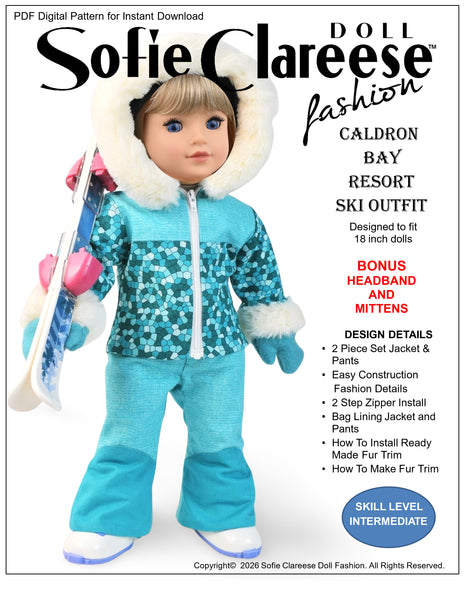 Sofie's Caldron Bay Resort Ski Outfit 18 Inch Doll Sewing Pattern