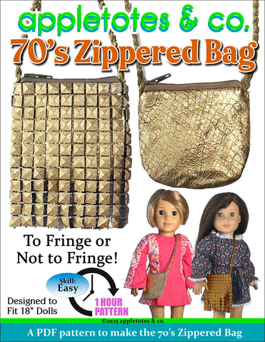 70's Zippered Bag Sewing Pattern for 18 Inch Dolls