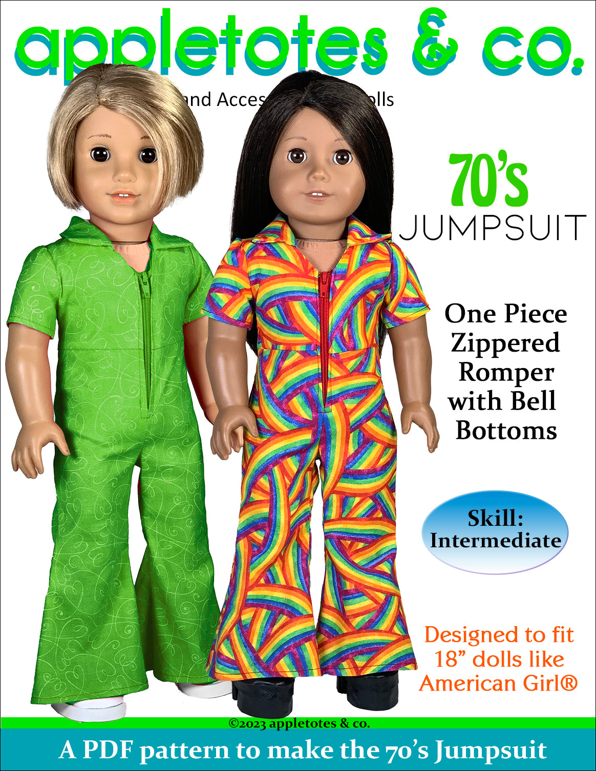 70s Jumpsuit 18 Inch Doll Sewing Pattern – Appletotes & Co.