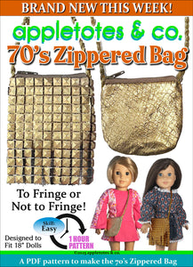 70's Zippered Bag Sewing Pattern for 18 Inch Dolls