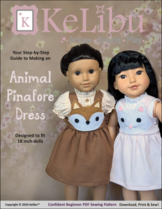 Animal Pinafore Dress 18 Inch Doll Sewing Pattern