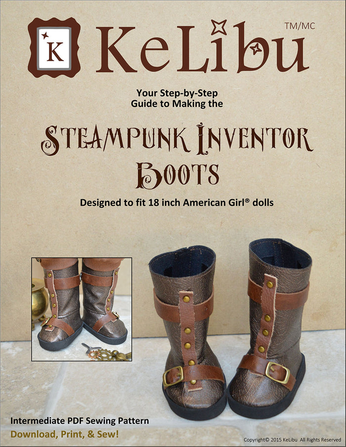 Steampunk Inventor Boots 18 Inch Doll Sewing Pattern