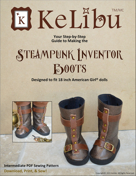 Steampunk Inventor Boots 18 Inch Doll Sewing Pattern