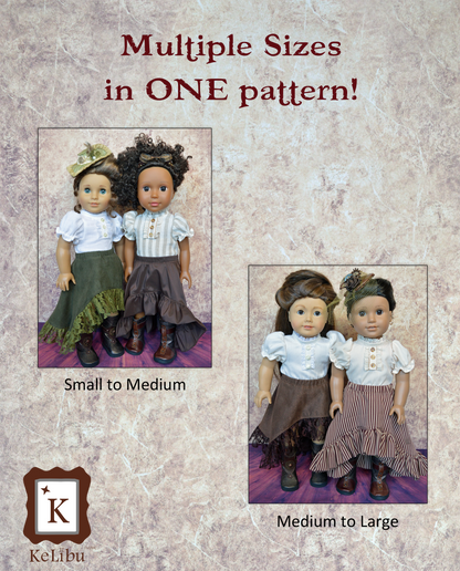 High Low Ruffle Skirt 18 Inch Doll Sewing Pattern