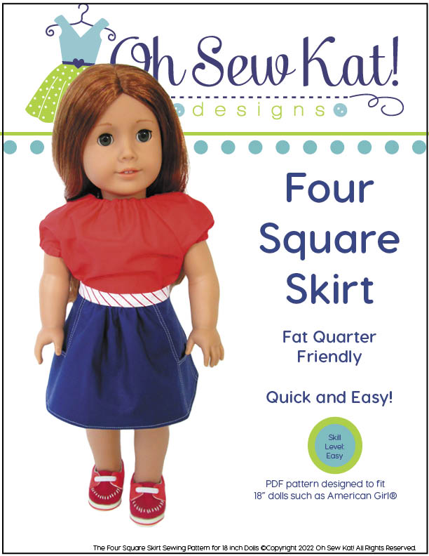 Four Square Skirt 18 Inch Doll Sewing Pattern