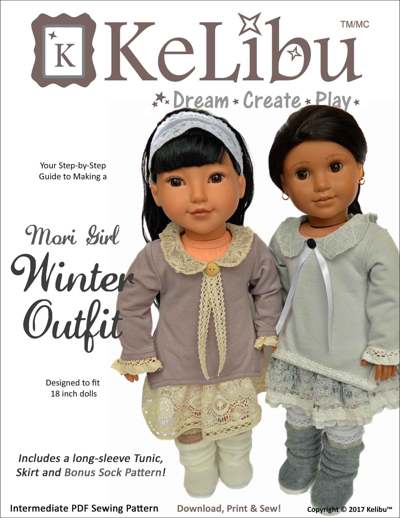 Mori Girl Winter Outfit 18 Inch Doll Sewing Pattern