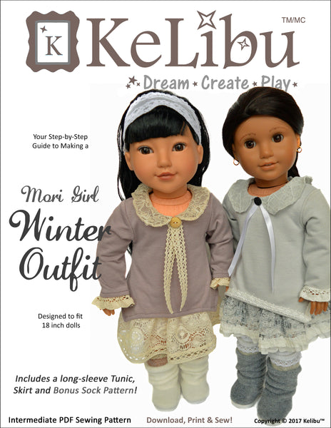 Mori Girl Winter Outfit 18 Inch Doll Sewing Pattern