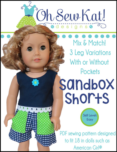 Sandbox Shorts 18 Inch Doll Sewing Pattern