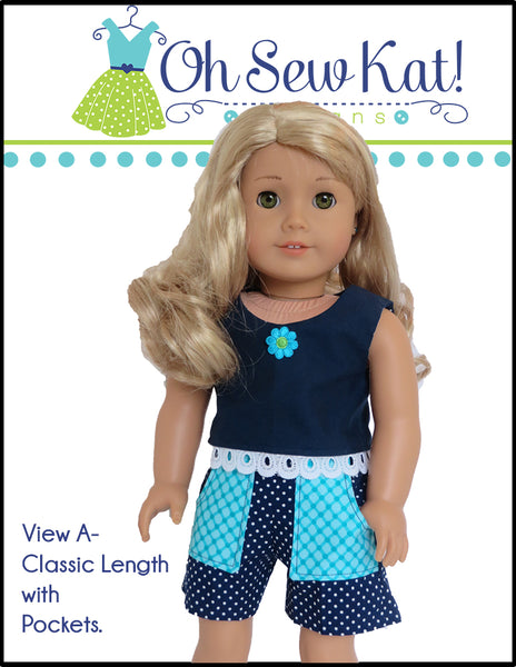 Sandbox Shorts 18 Inch Doll Sewing Pattern