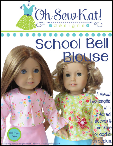 School Bell Blouse 18 Inch Doll Sewing Pattern